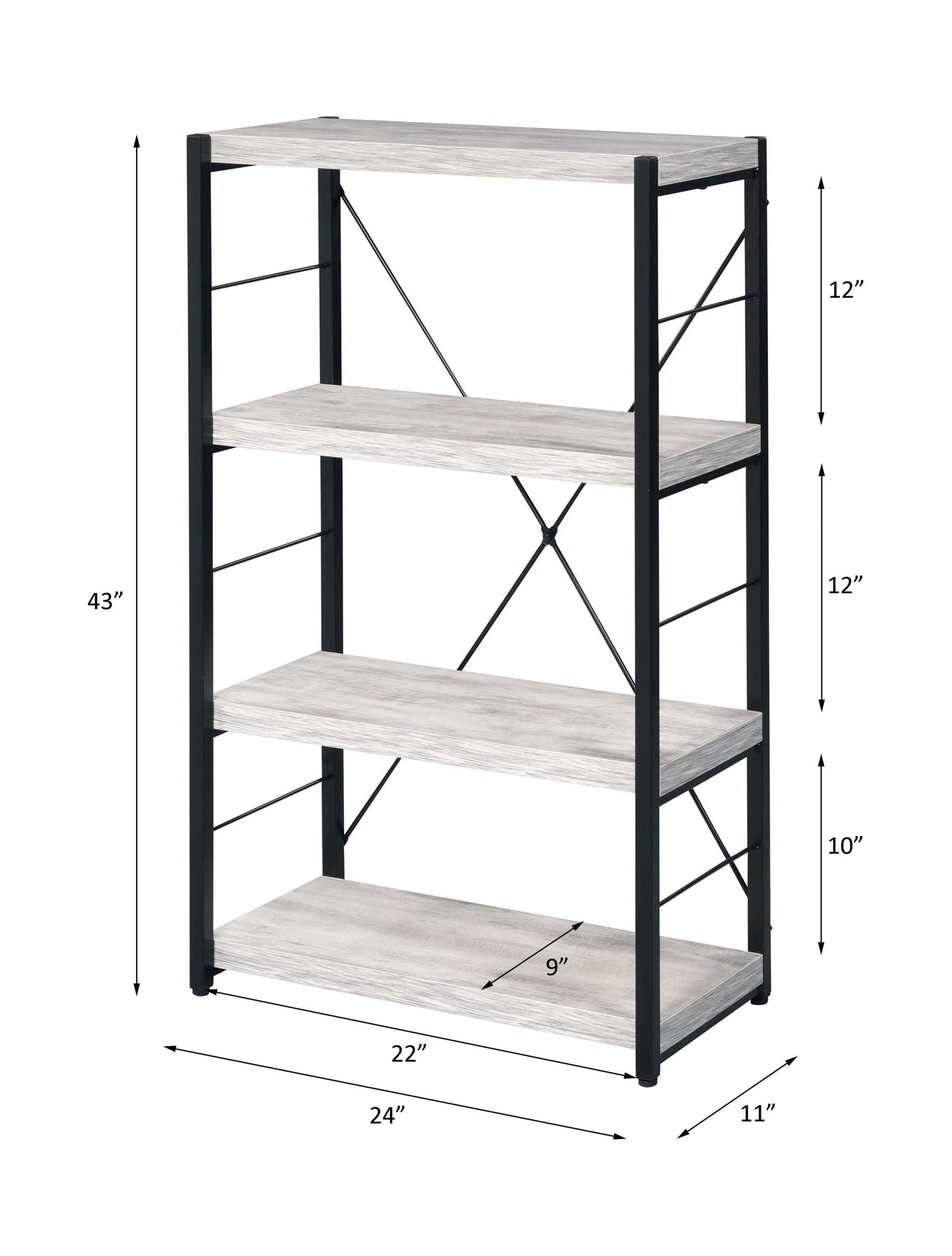 Jurgen - Bookshelf - Antique White & Black - Urban Living Furniture (Los Angeles, CA)