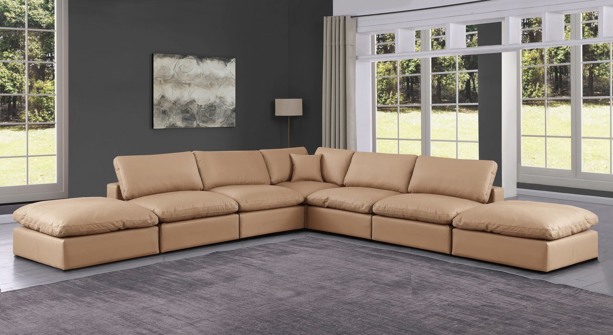 Comfy - 7 Piece Faux Leather Modular Corner Sectional - Tan - Urban Living Furniture (Los Angeles, CA)
