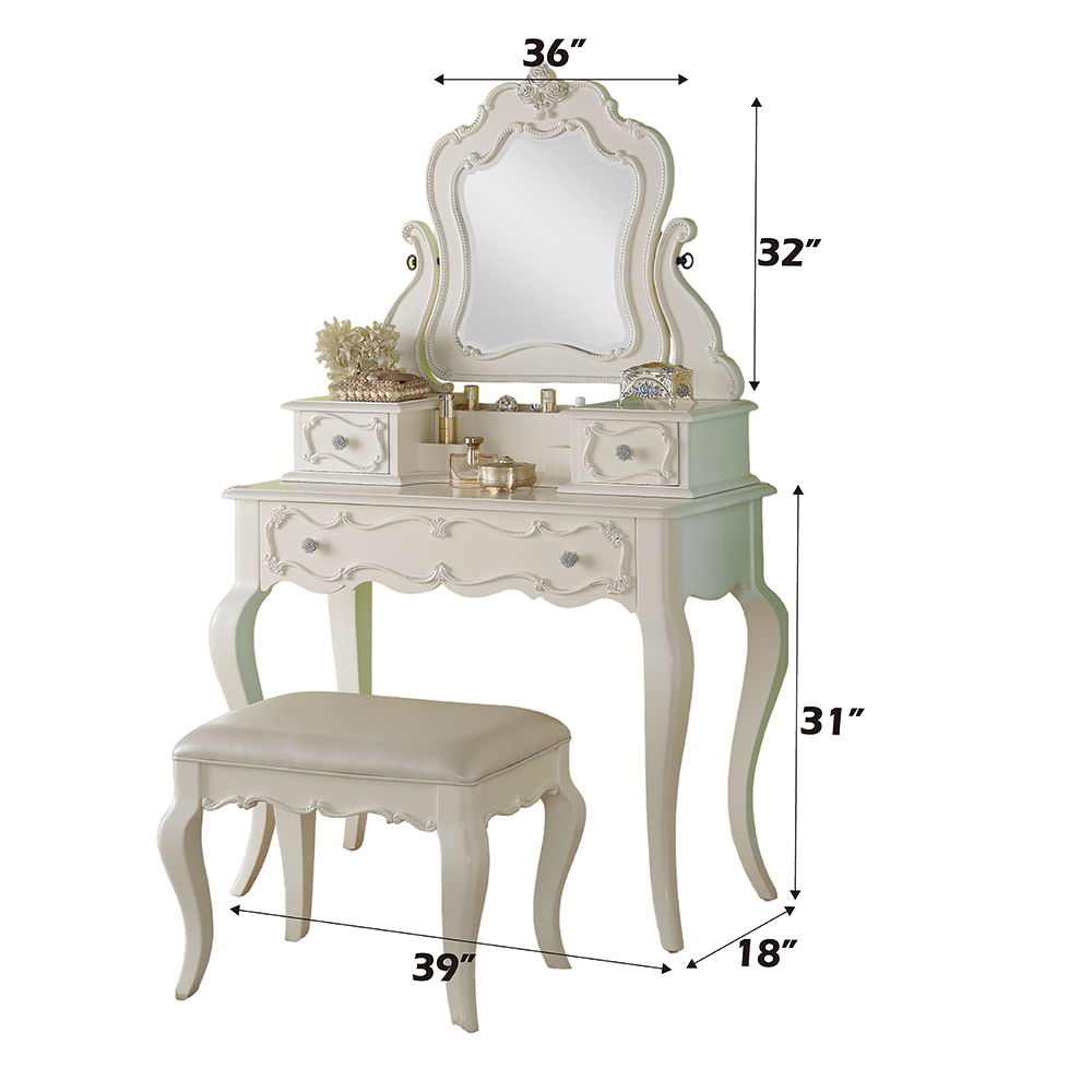 Edalene - Vanity Desk With Mirror - Pearl White - Urban Living Furniture (Los Angeles, CA)