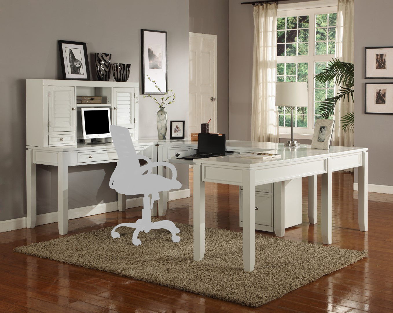 Boca - U Shape Desk With Hutch And File - Cottage White - Urban Living Furniture (Los Angeles, CA)