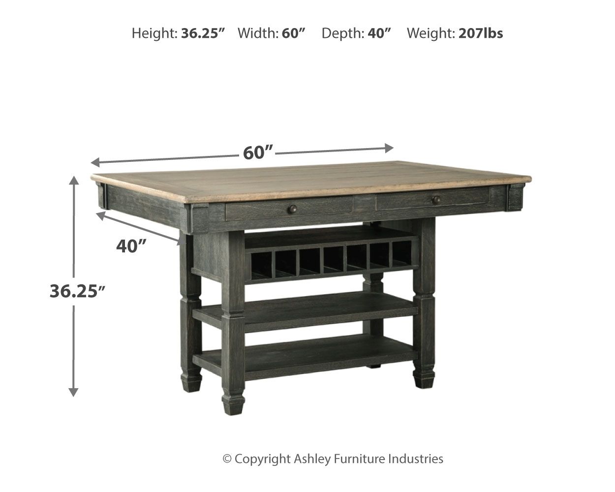 Tyler Creek - Black / Gray - Rectangular Dining Room Counter Table - Urban Living Furniture (Los Angeles, CA)