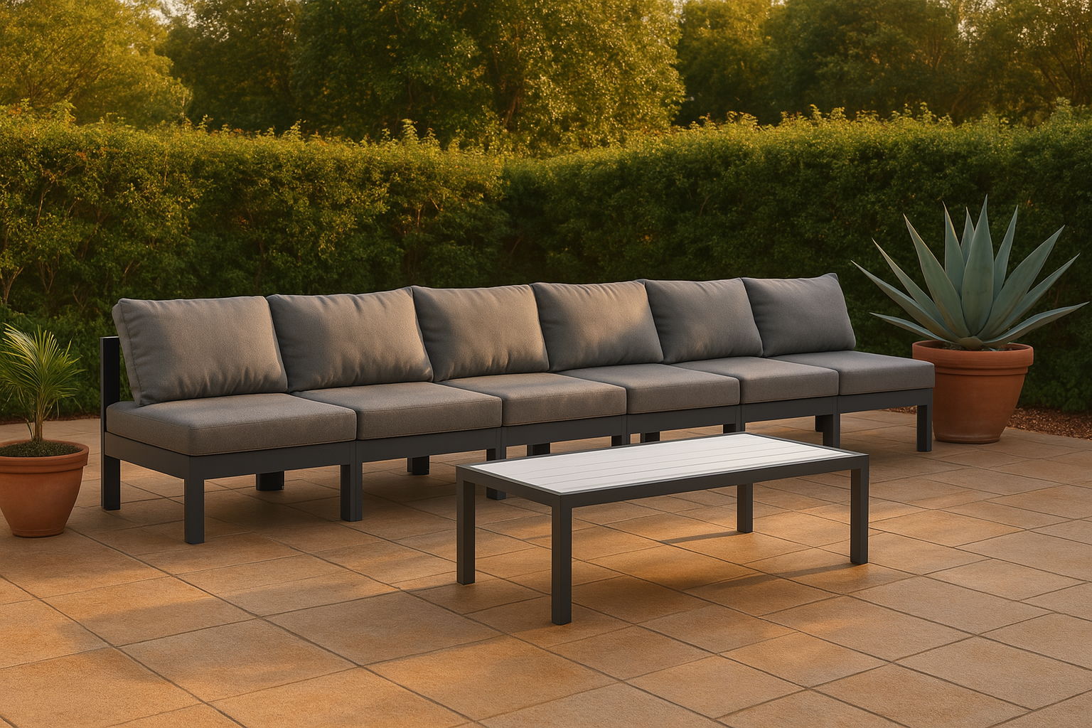Nizuc - Outdoor Patio 6 Seat Armless Modular Sofa With Gray Frame - Urban Living Furniture (Los Angeles, CA)