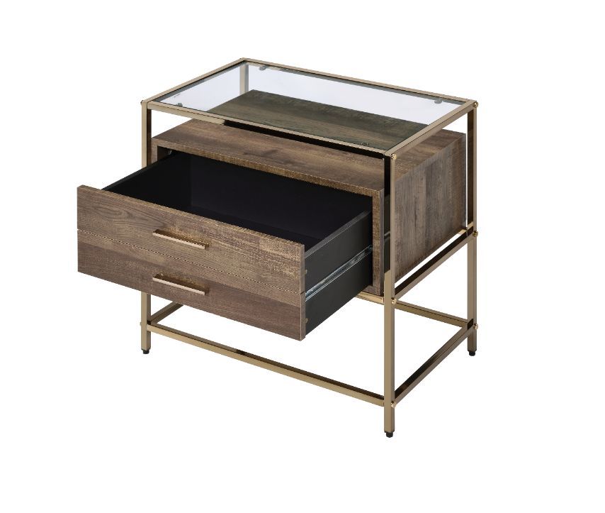 Knave - Accent Table - Walnut & Champagne - Urban Living Furniture (Los Angeles, CA)
