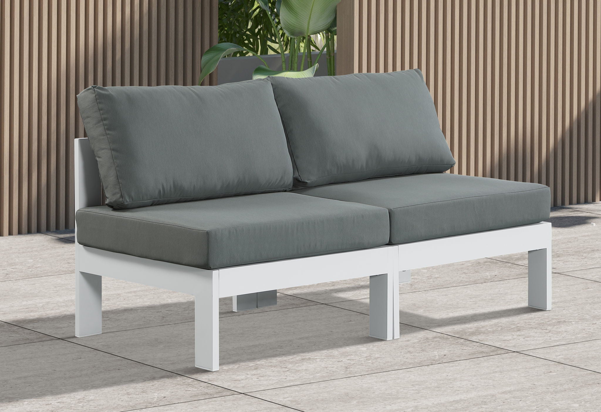 Nizuc - Outdoor Patio 2 Seat Armless Modular Sofa With White Frame - Urban Living Furniture (Los Angeles, CA)