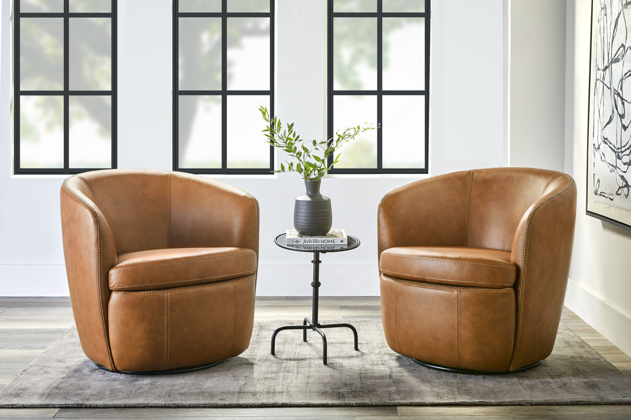 Barolo - 100% Italian Leather Swivel Club Chair (Set of 2) - Urban Living Furniture (Los Angeles, CA)