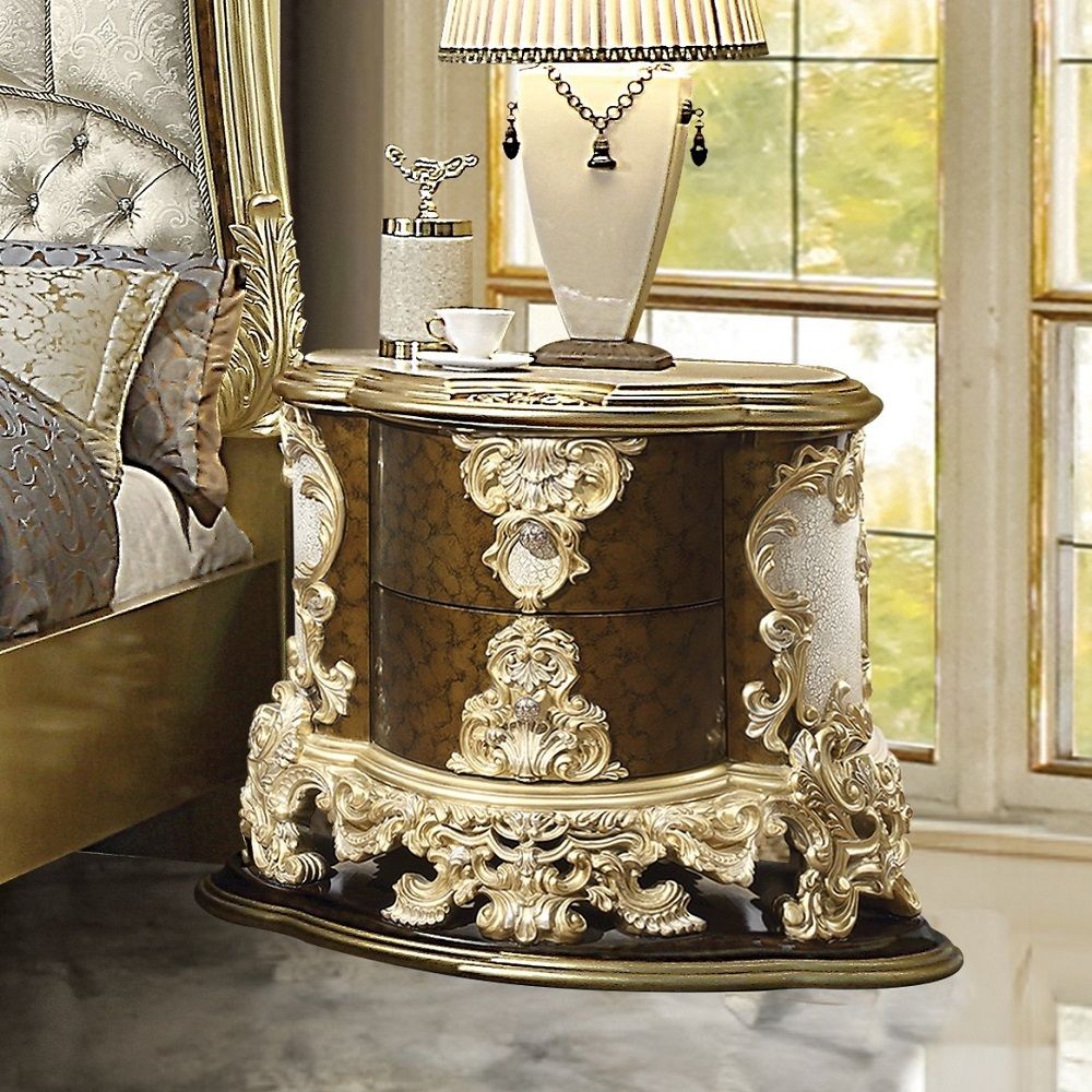 Desiderius - Nightstand - Antique Gold & Hand Painted Brown - Urban Living Furniture (Los Angeles, CA)