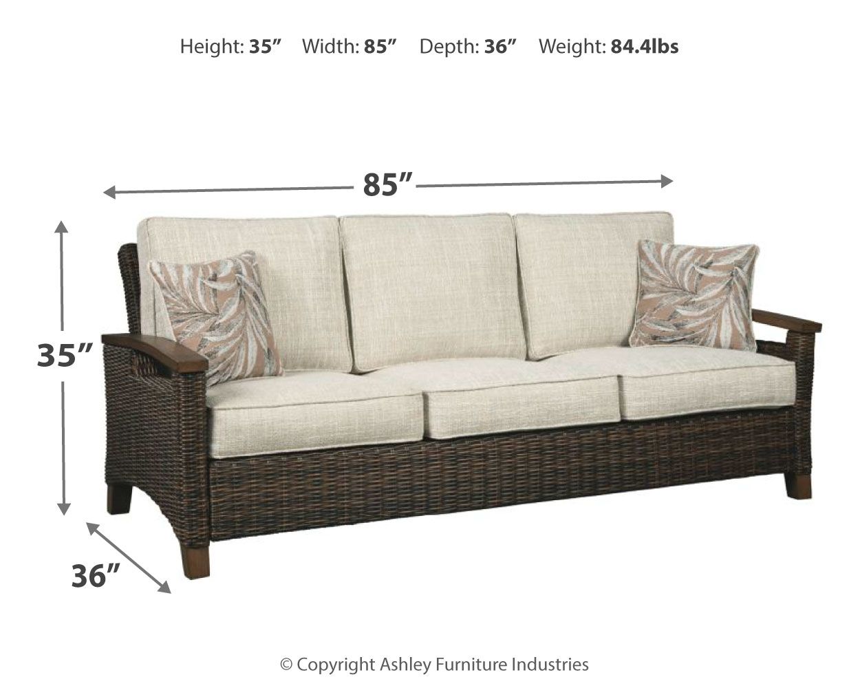 Paradise Trail - Medium Brown - Sofa with Cushion - Urban Living Furniture (Los Angeles, CA)