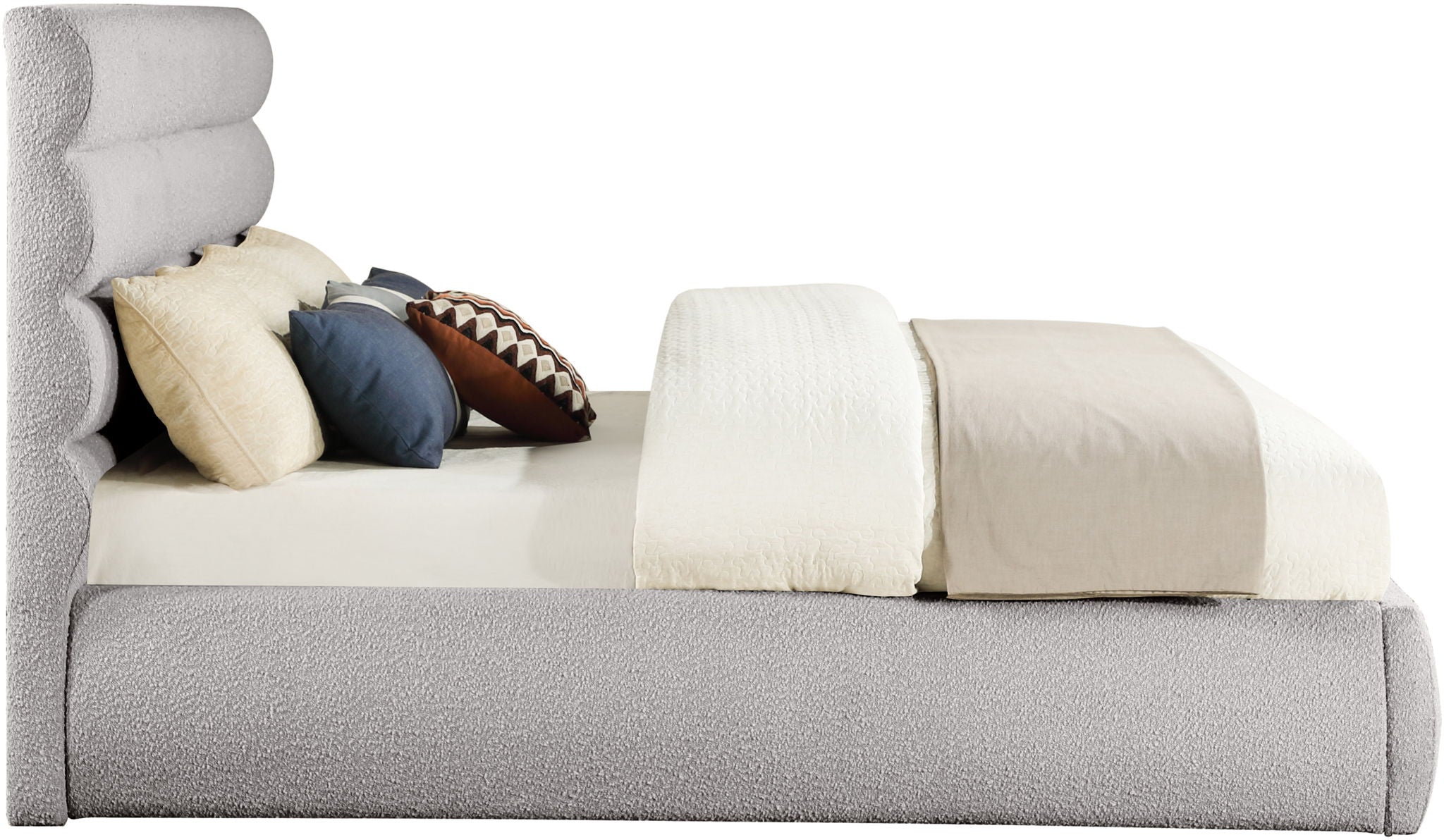 Adam - Boucle Fabric Bed With 52" Headboard