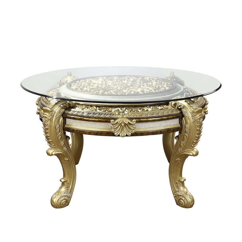 Desiderius - Round Dining Table - Antique Gold & Hand-Painted Brown - Urban Living Furniture (Los Angeles, CA)