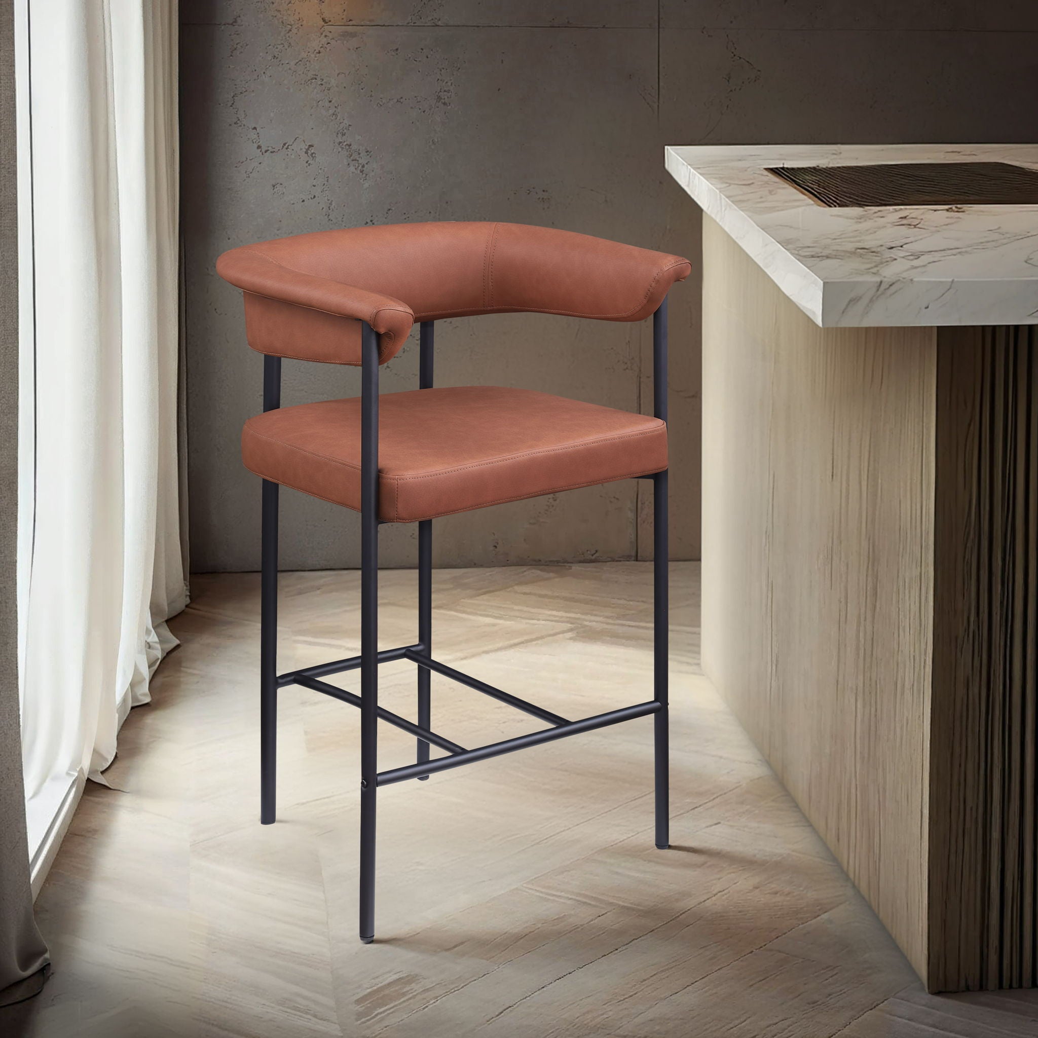 Malin - Faux Leather Counter Stool (Set of 2) - Urban Living Furniture (Los Angeles, CA)