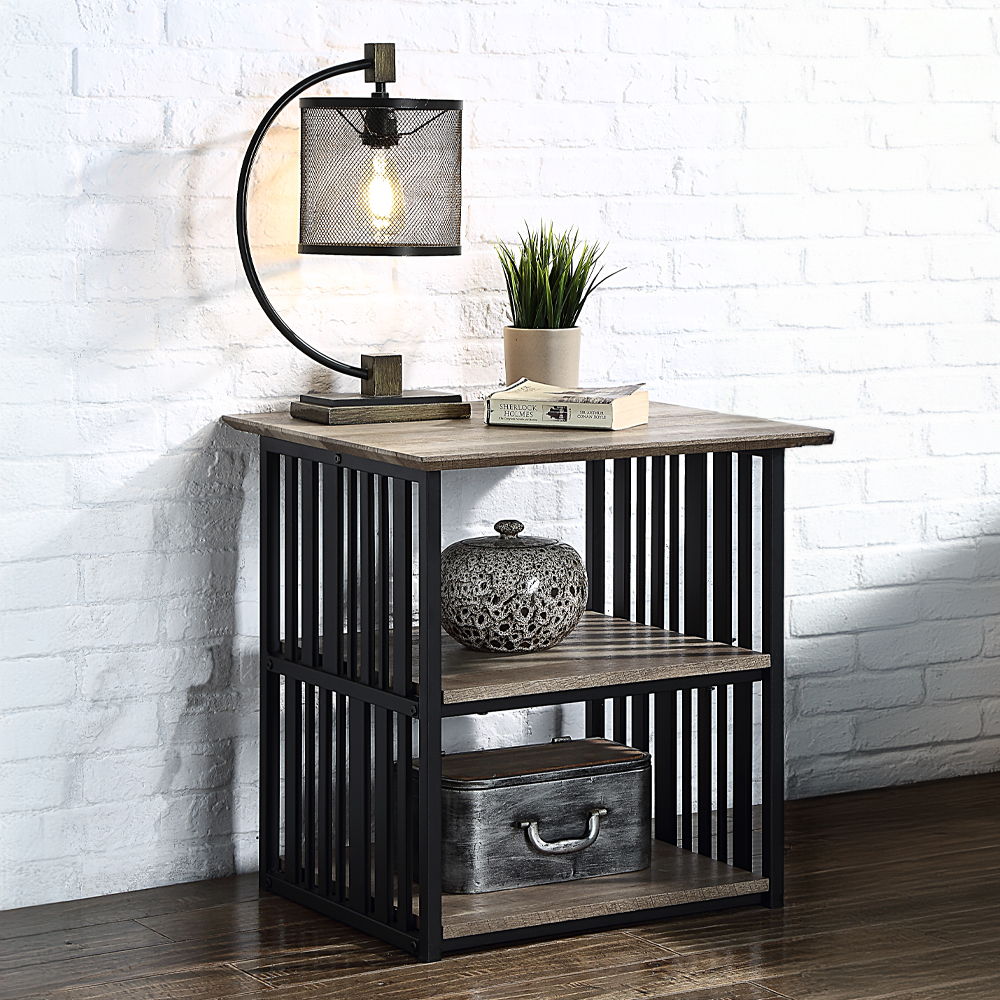 Zudora - Nightstand - Antique Oak & Black - Urban Living Furniture (Los Angeles, CA)