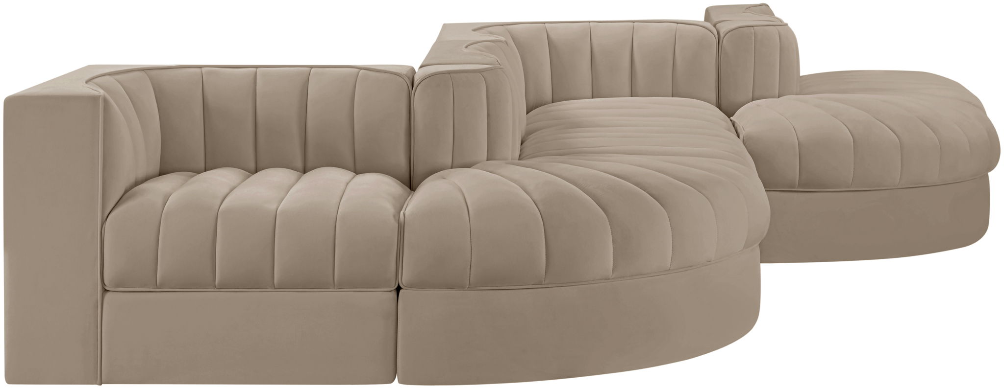Rummi - Rounded Velvet Performance Fabric Upholstered 6 Piece Modular Sectional - Urban Living Furniture (Los Angeles, CA)