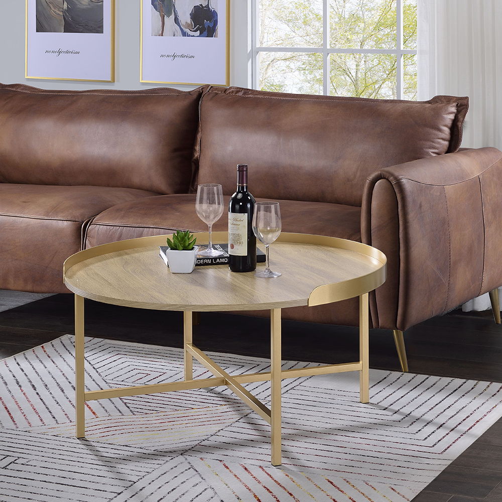 Mithea - Coffee Table - Oak & Gold - Urban Living Furniture (Los Angeles, CA)