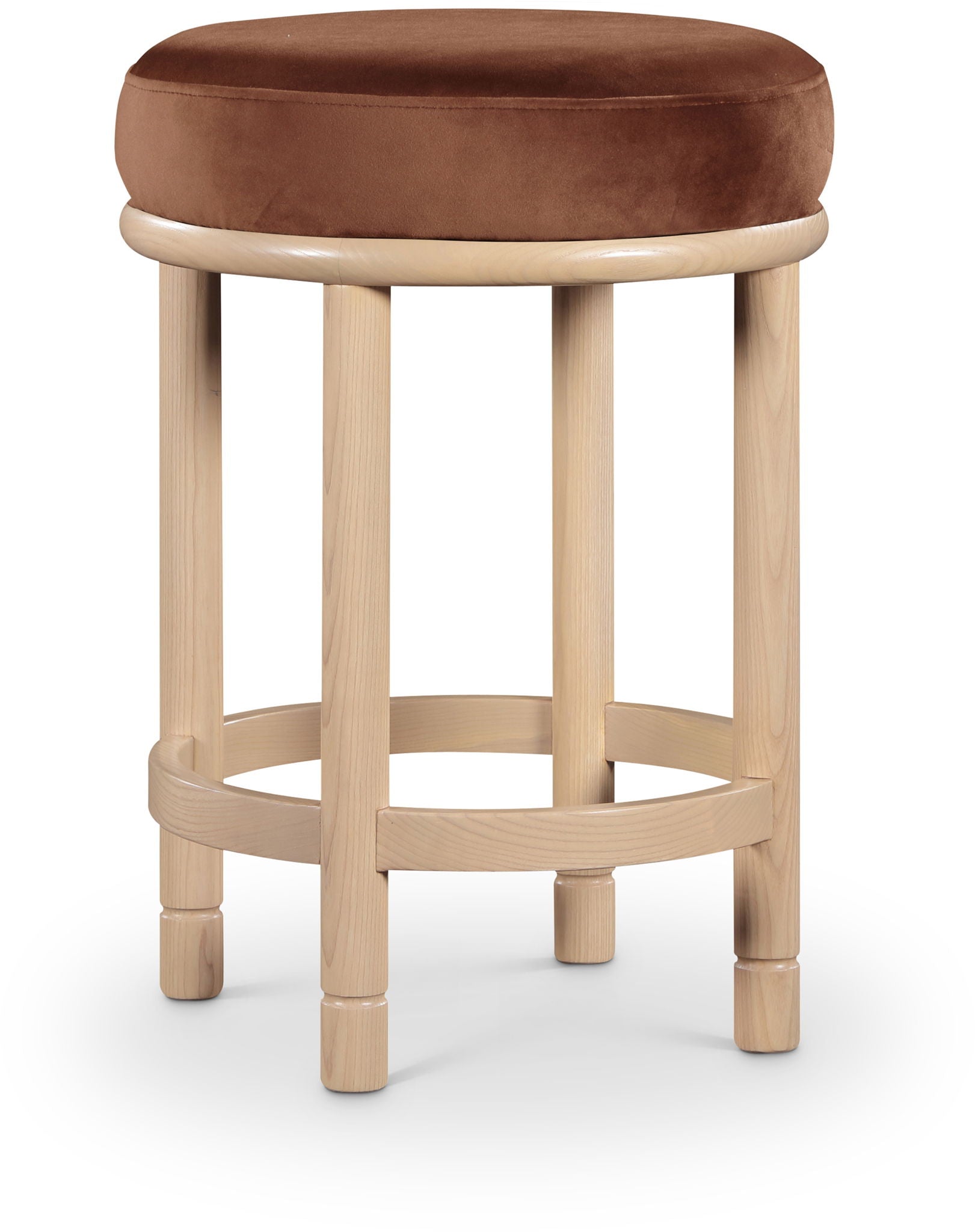 Monette - Counter Stool With Natural Base - Cognac - Urban Living Furniture (Los Angeles, CA)