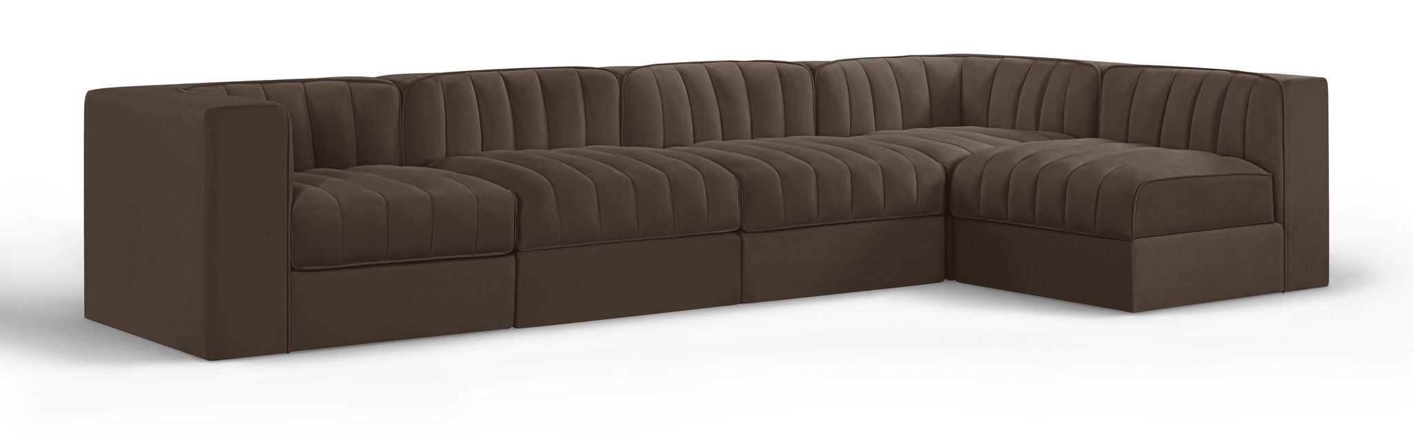 Rummi - Velvet Performance Fabric Upholstered 5 Piece Modular Sectional, L-Shaped (Right) - Urban Living Furniture (Los Angeles, CA)