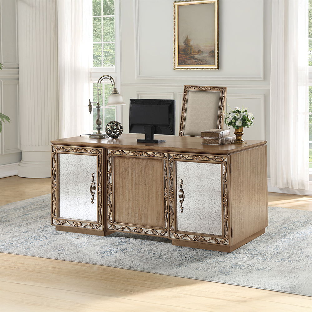 Orianne - Executive Writing Desk - Antique Gold - Urban Living Furniture (Los Angeles, CA)