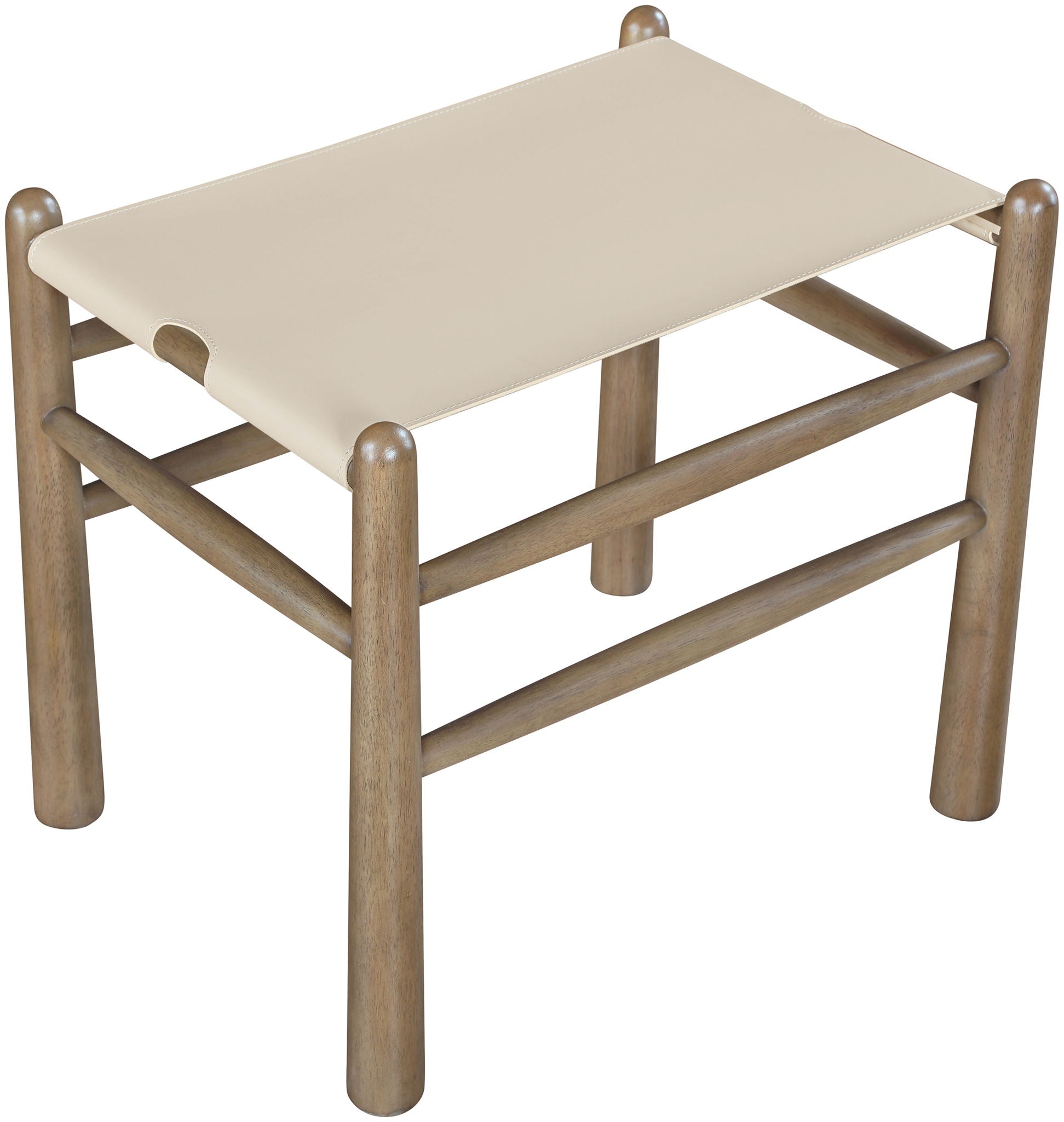 Santos - Faux Leather Upholstered Bench - Walnut Frame