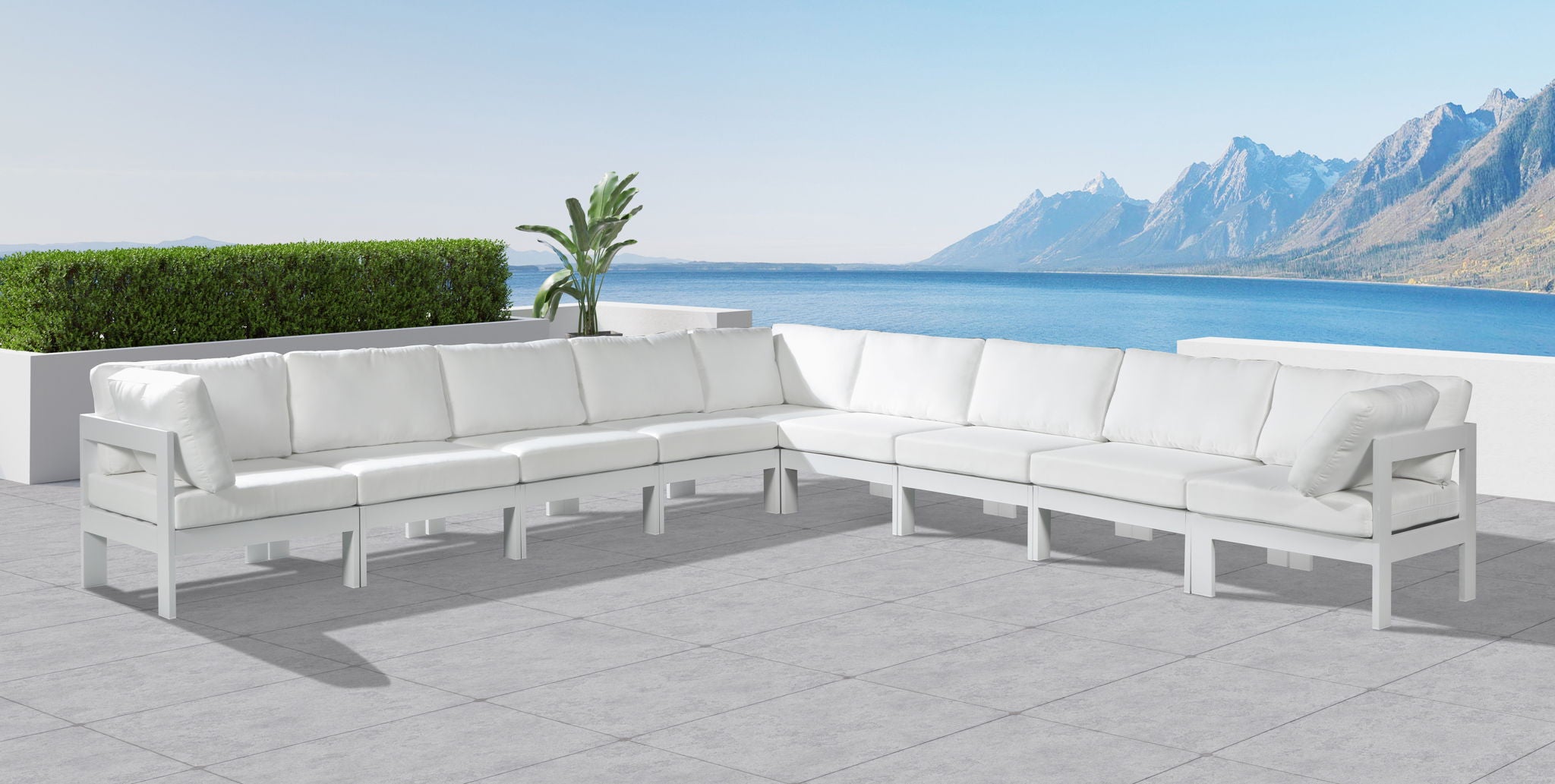 Nizuc - Outdoor Patio 9 Piece Modular Sectional With White Frame - Urban Living Furniture (Los Angeles, CA)