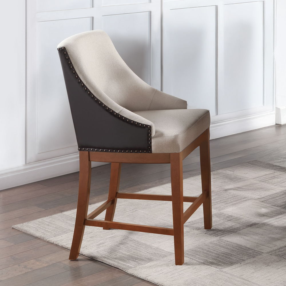 Gilsea - Counter Height Chair (Set of 2) - Fabric, Brown Synthetic Leather & Brown - Urban Living Furniture (Los Angeles, CA)