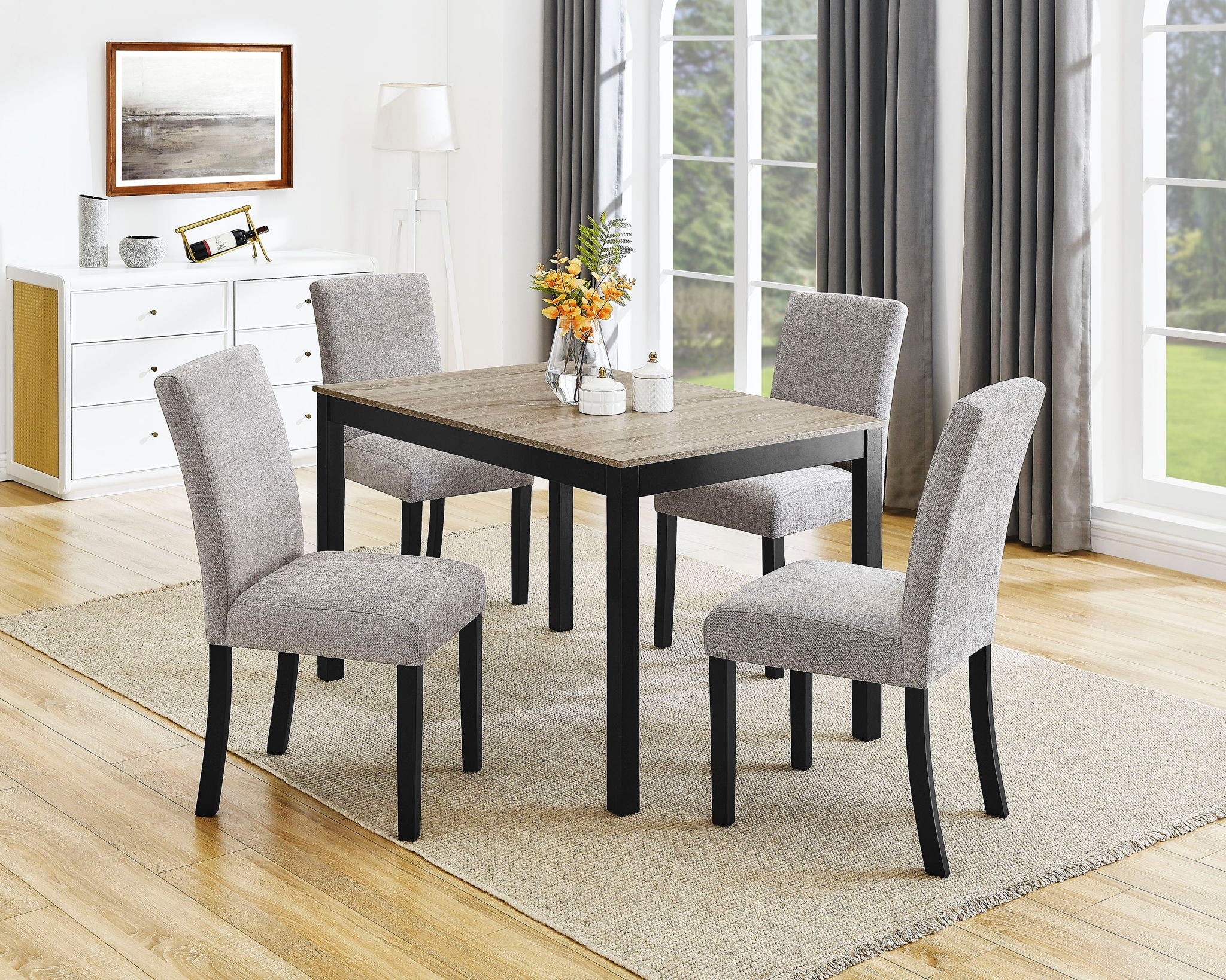 Forana - 5 Piece Dining Room Set - Light Brown / Black - Urban Living Furniture (Los Angeles, CA)