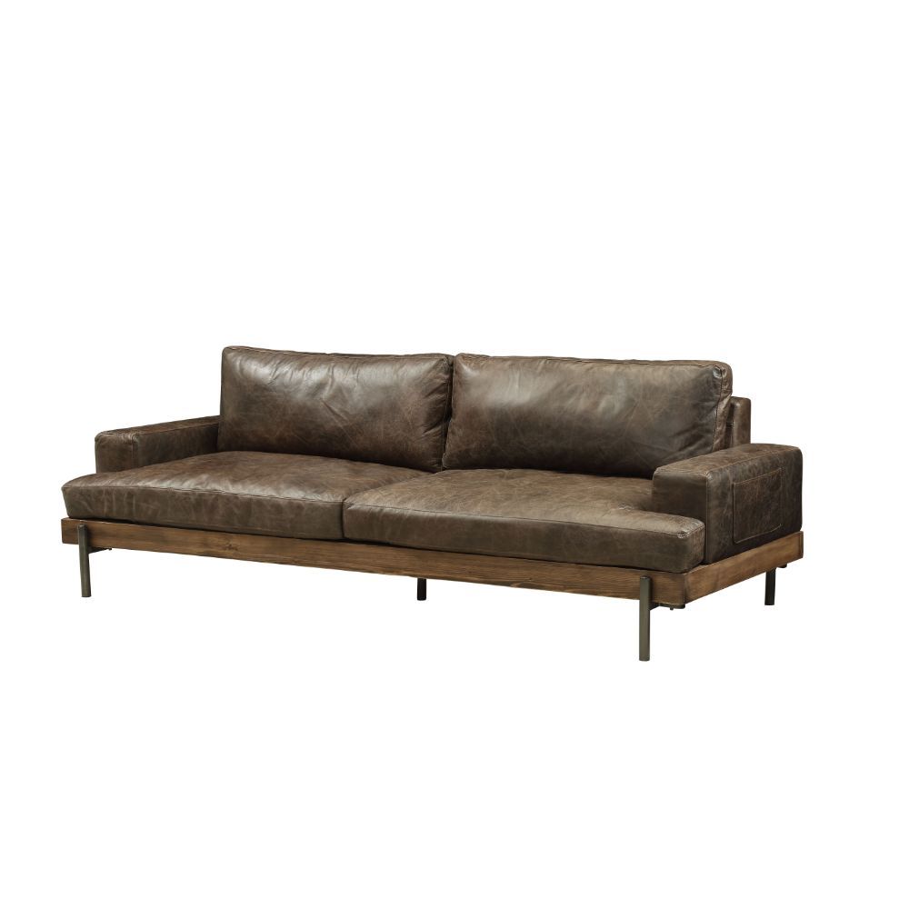 Silchester - Sofa - Distress Chocolate Top Grain Leather & Oak - Urban Living Furniture (Los Angeles, CA)