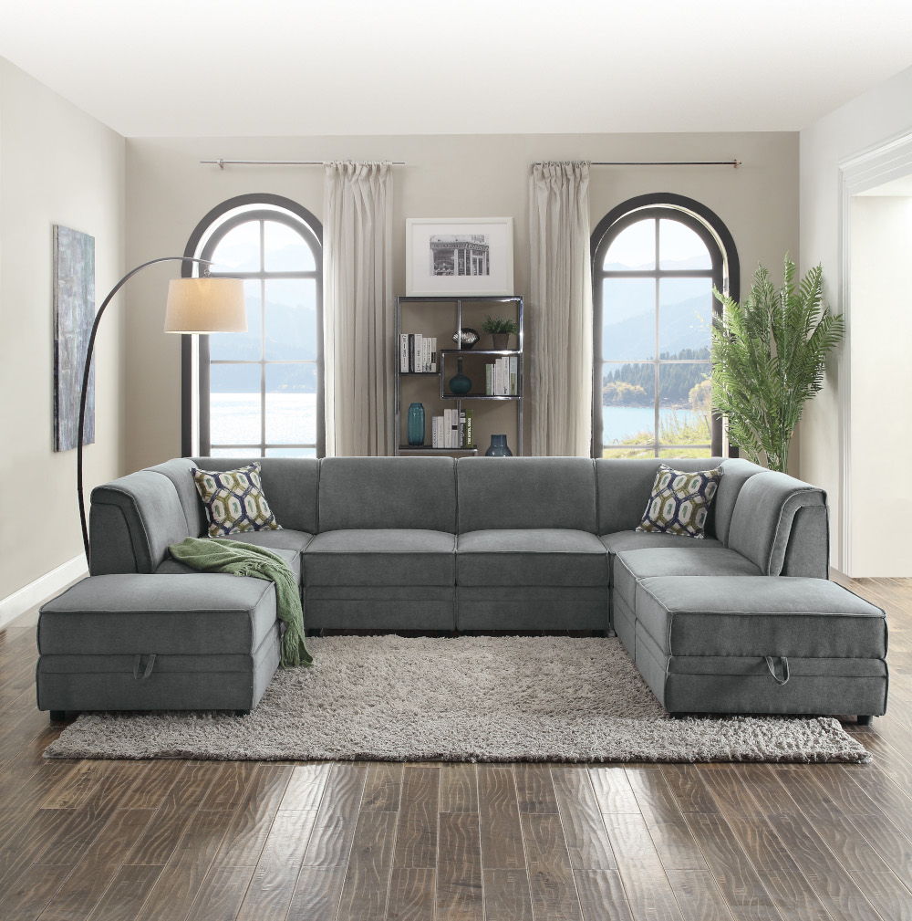 Bois - Modular Armless Chair - Gray Velvet - Urban Living Furniture (Los Angeles, CA)