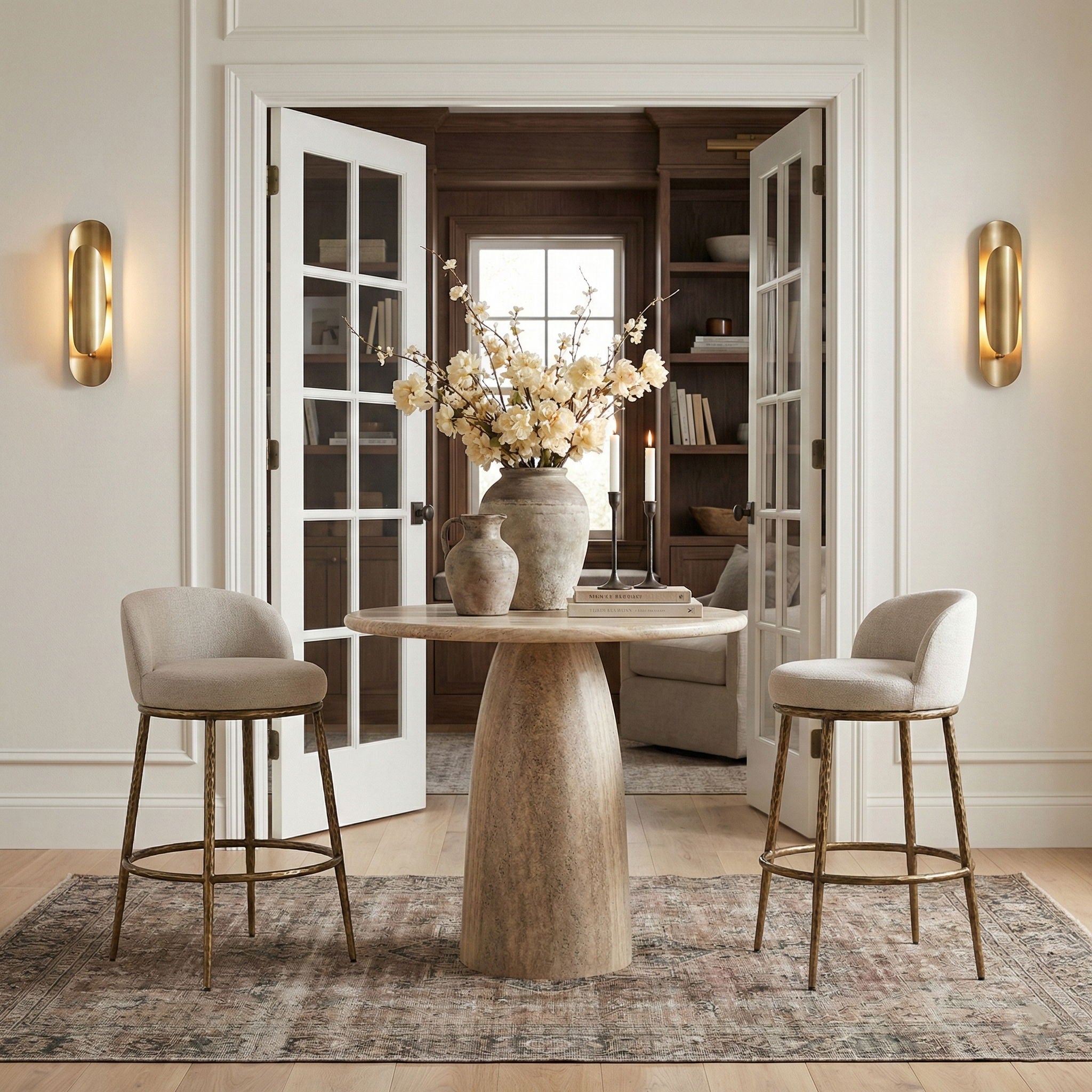 Ferro - Performance Fabric Upholstered Bar Stool - Antique Brass - Urban Living Furniture (Los Angeles, CA)