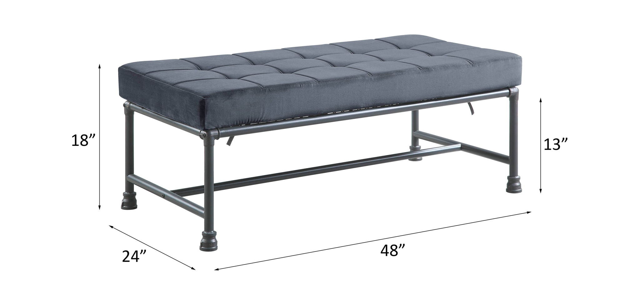 Brantley - Bench - Gray Velvet & Sandy Gray - Urban Living Furniture (Los Angeles, CA)