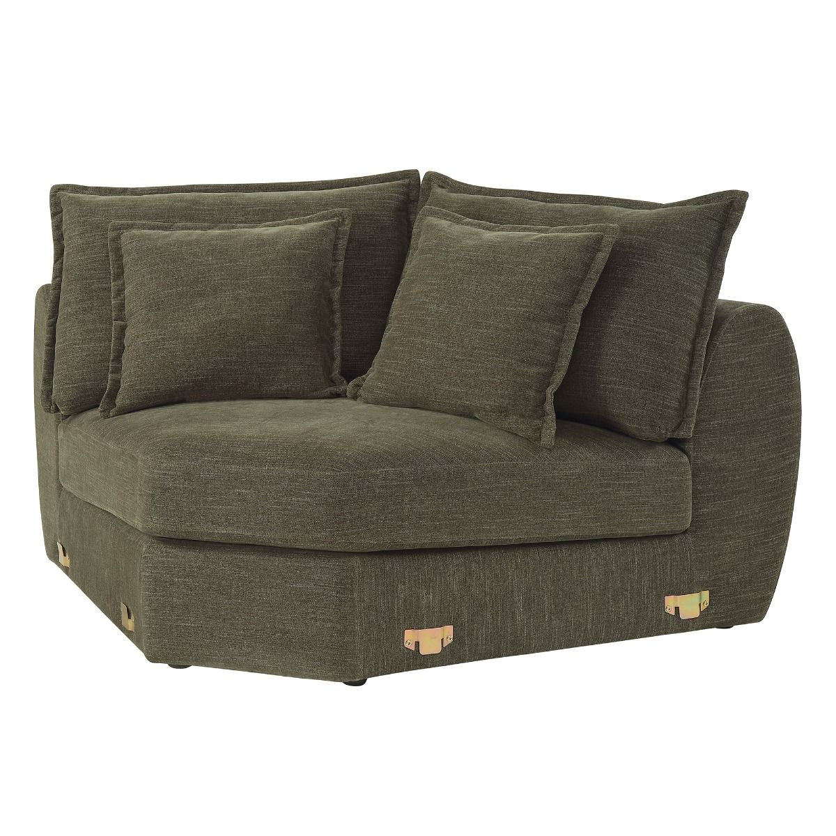 Leighton - Modular Wedge With 4 Pillows - Green Chenille