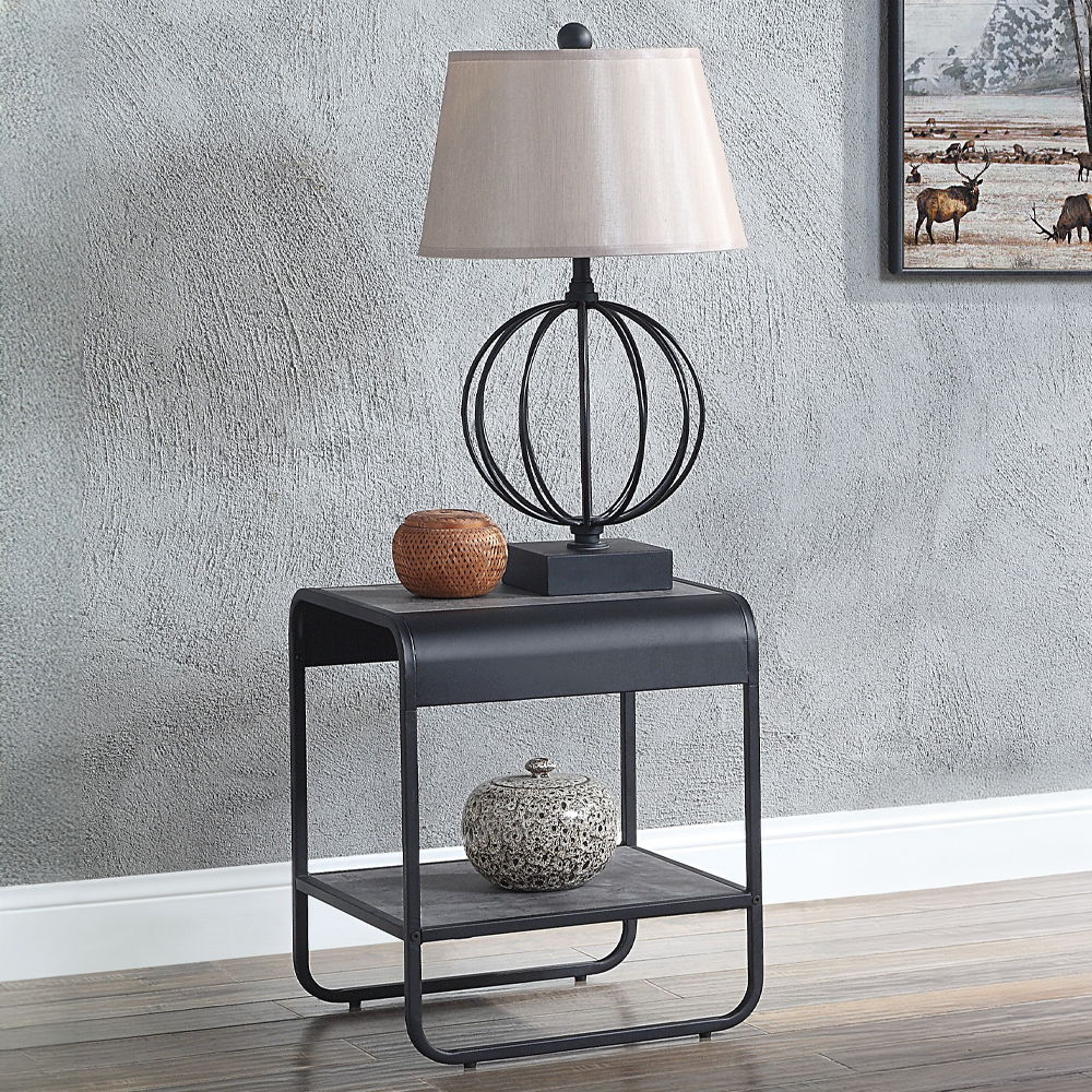 Raziela - 21" End Table - Concrete Gray & Black - Urban Living Furniture (Los Angeles, CA)