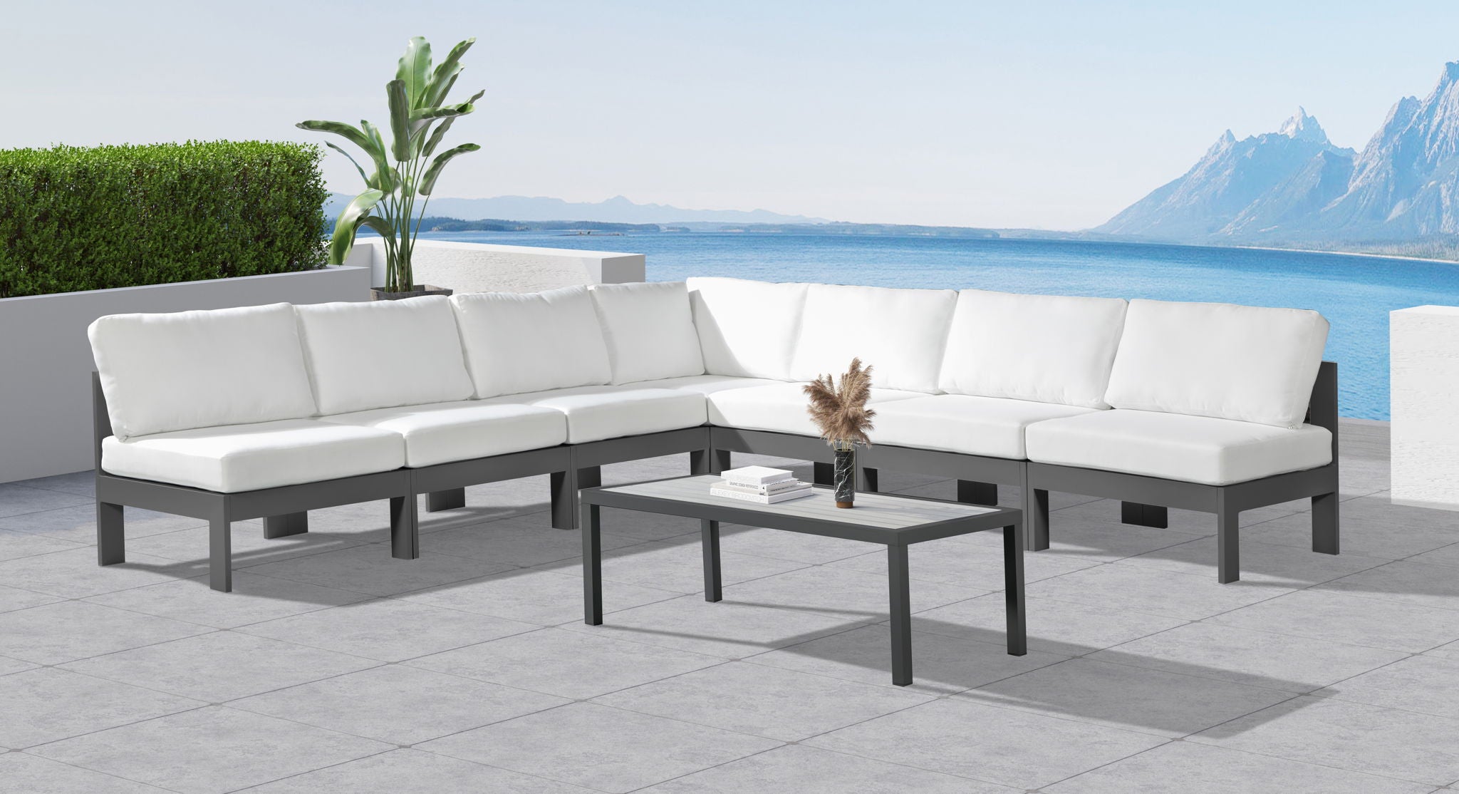 Nizuc - Outdoor Patio 7 Piece Modular Sectional With Gray Frame - Urban Living Furniture (Los Angeles, CA)