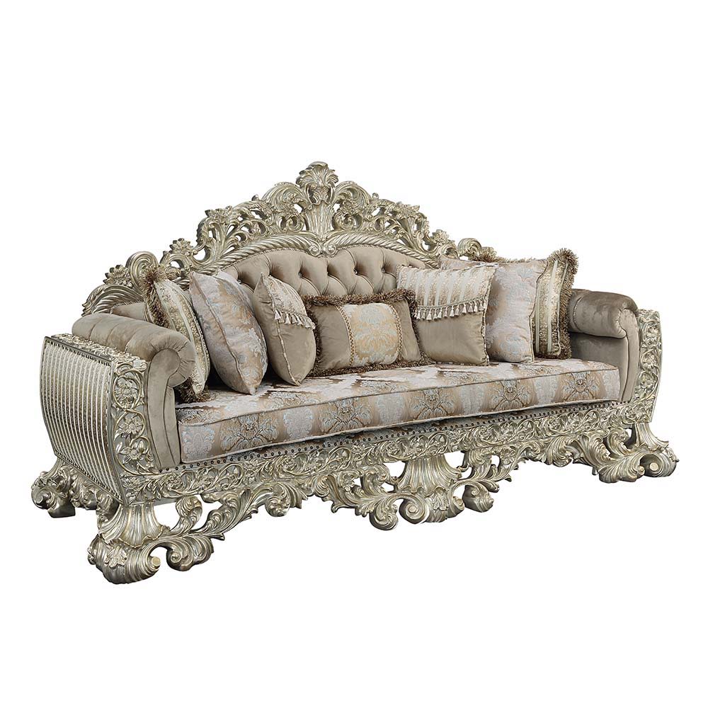 Sorina - Sofa With 7 Pillows - Velvet, Fabric & Antique Gold - Urban Living Furniture (Los Angeles, CA)