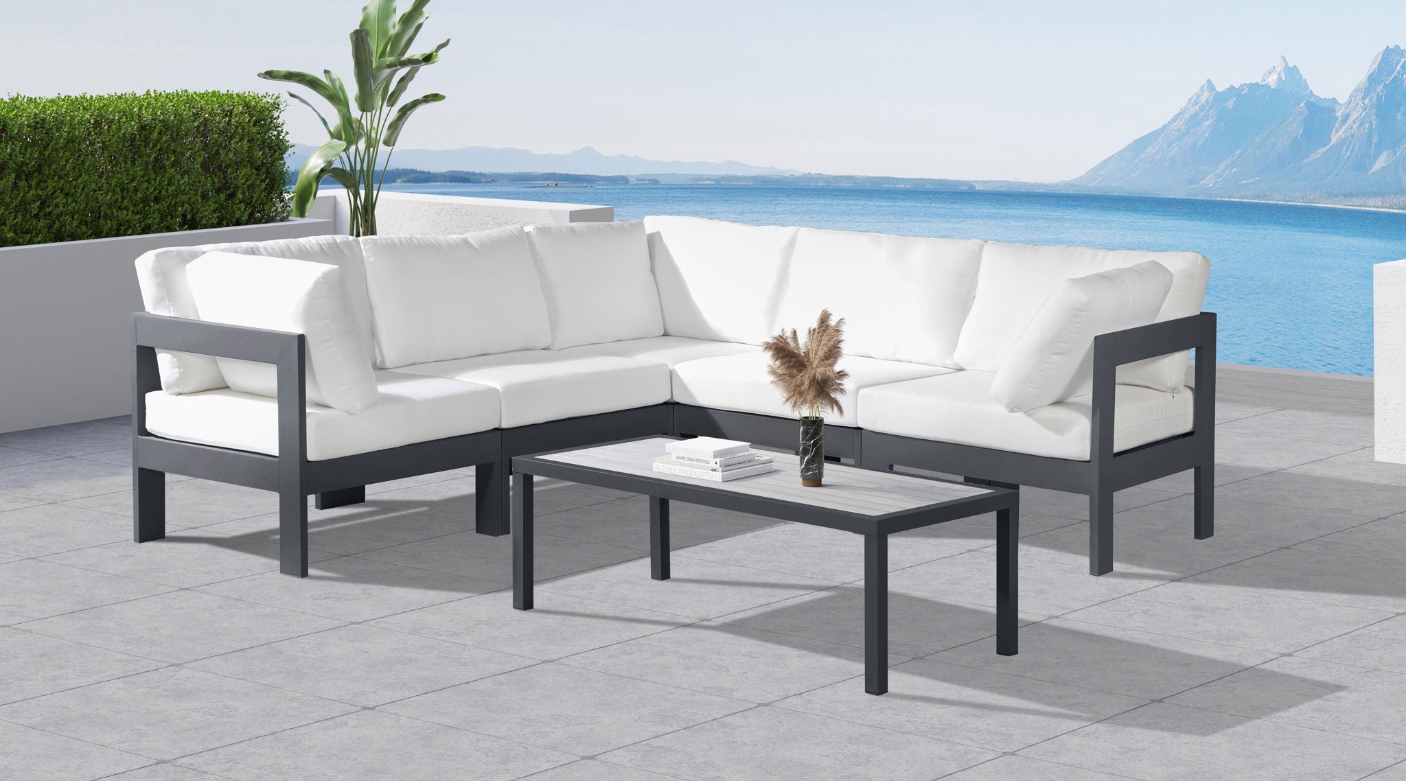 Nizuc - Outdoor Patio 5 Piece Modular Sectional With Gray Frame - Urban Living Furniture (Los Angeles, CA)
