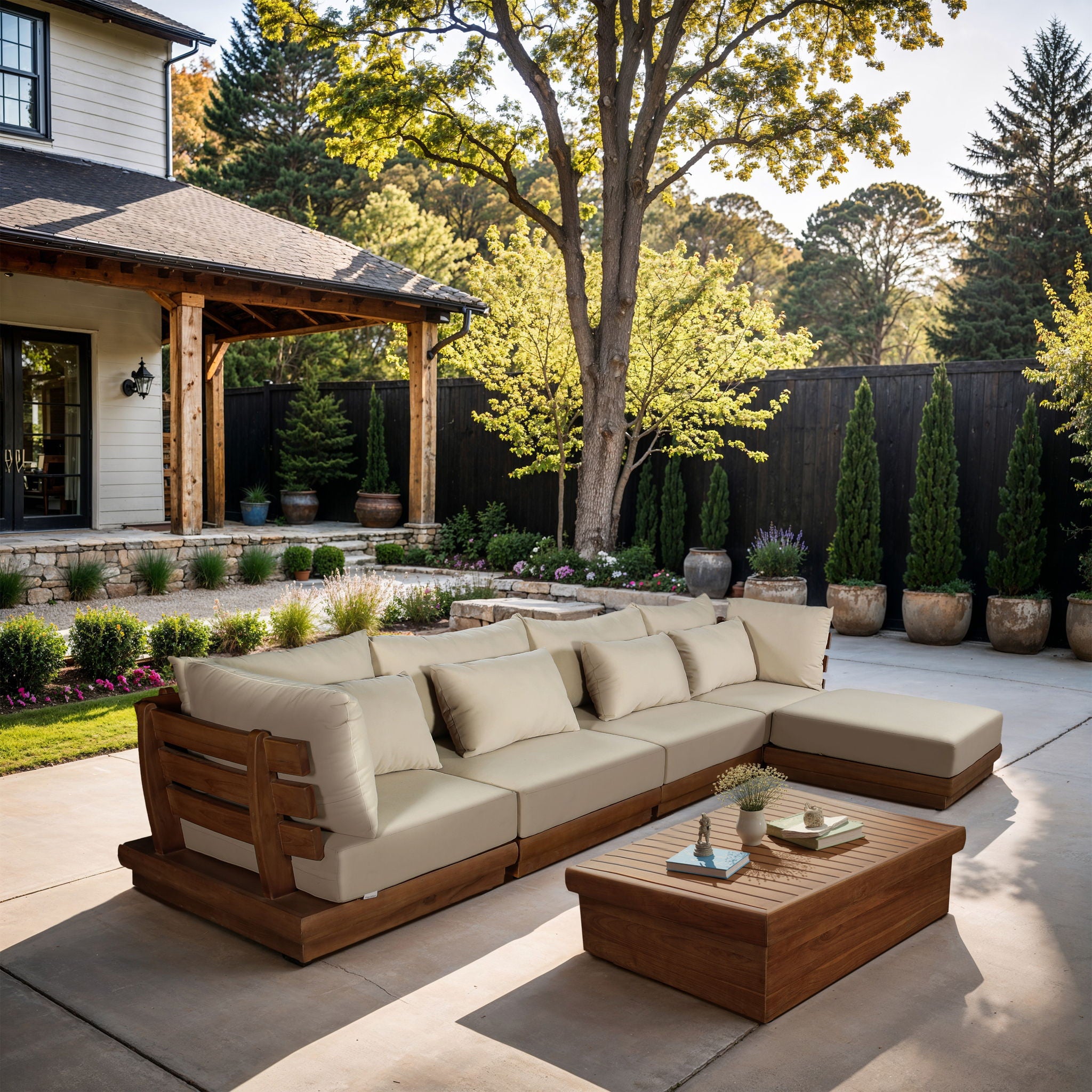 Mirella - 5 Piece Water Resistant Fabric Upholstered Outdoor Patio Modular Sectional - Urban Living Furniture (Los Angeles, CA)