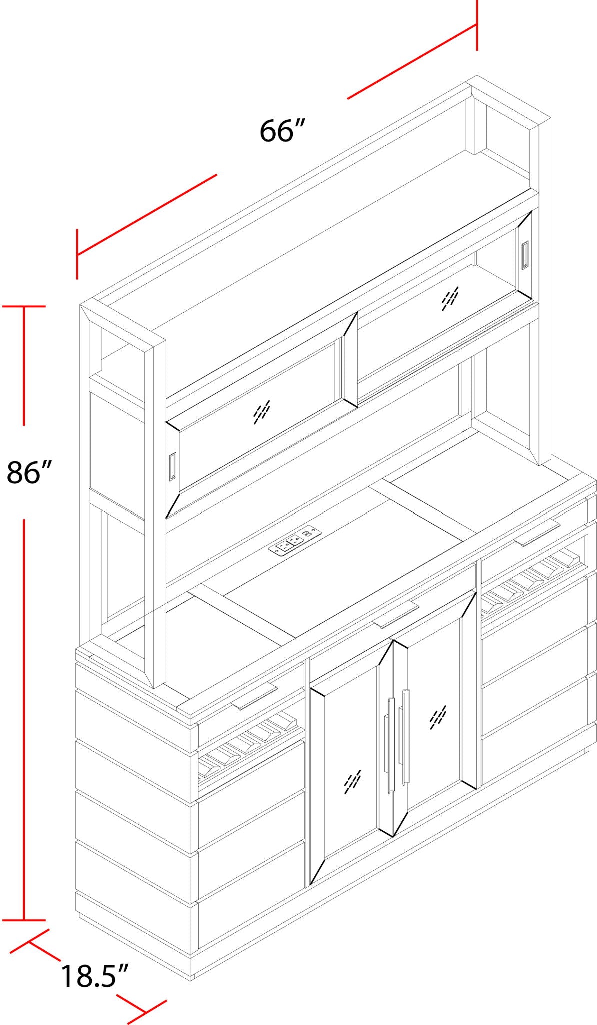 Pure Modern Dining - Bar Buffet Hutch - Moonstone - Urban Living Furniture (Los Angeles, CA)