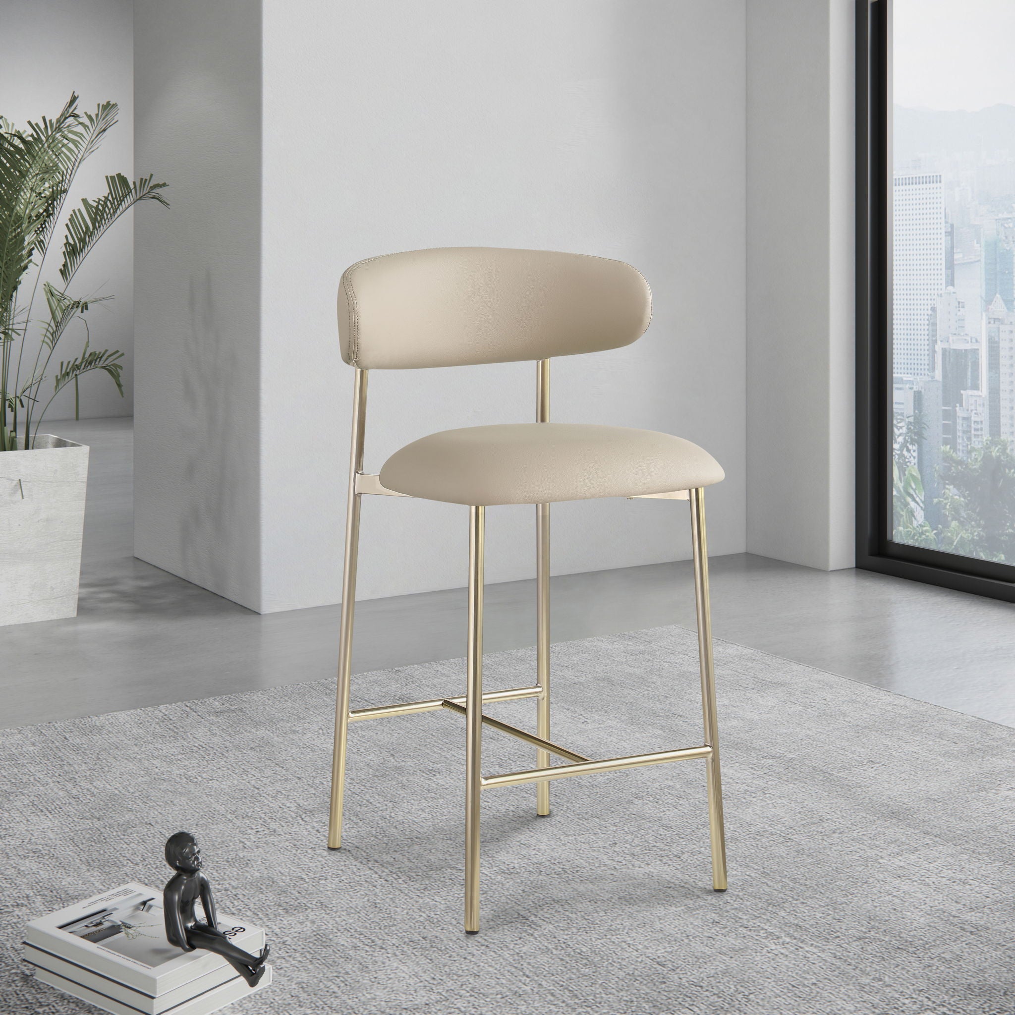 Lupita - Counter Stool With Brushed Gold Frame (Set of 2)