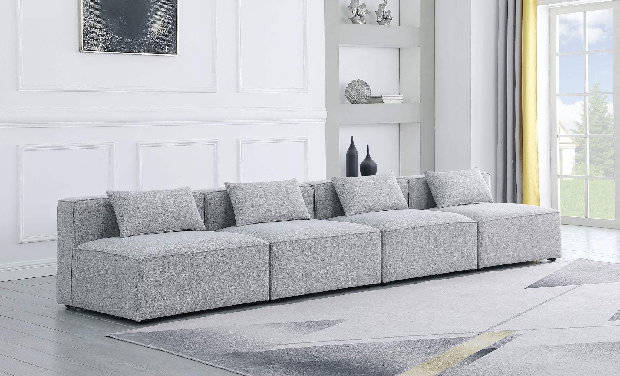 Cube - Linen Modular 4 Seat Armless Sofa - Urban Living Furniture (Los Angeles, CA)