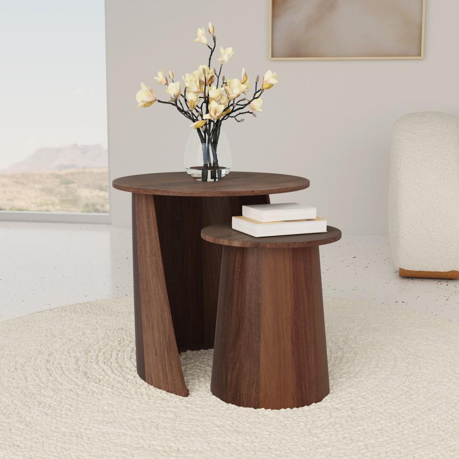 Yency - 2 Piece Round - Mango Wood Nesting Table Set - Dark Brown - Urban Living Furniture (Los Angeles, CA)