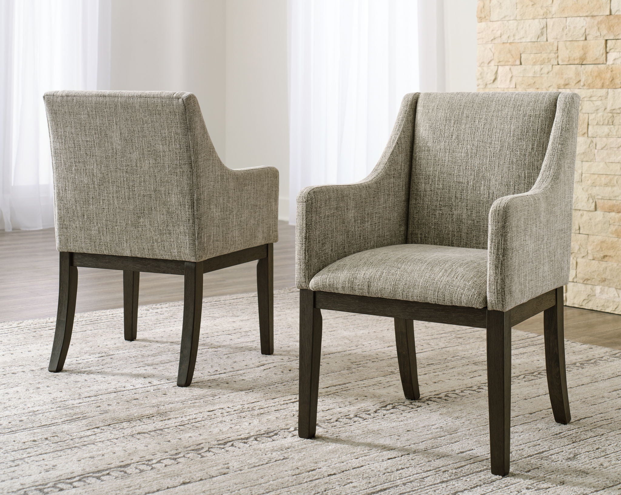 Burkhaus - Beige / Dark Brown - Dining UPH Arm Chair (Set of 2) - Urban Living Furniture (Los Angeles, CA)