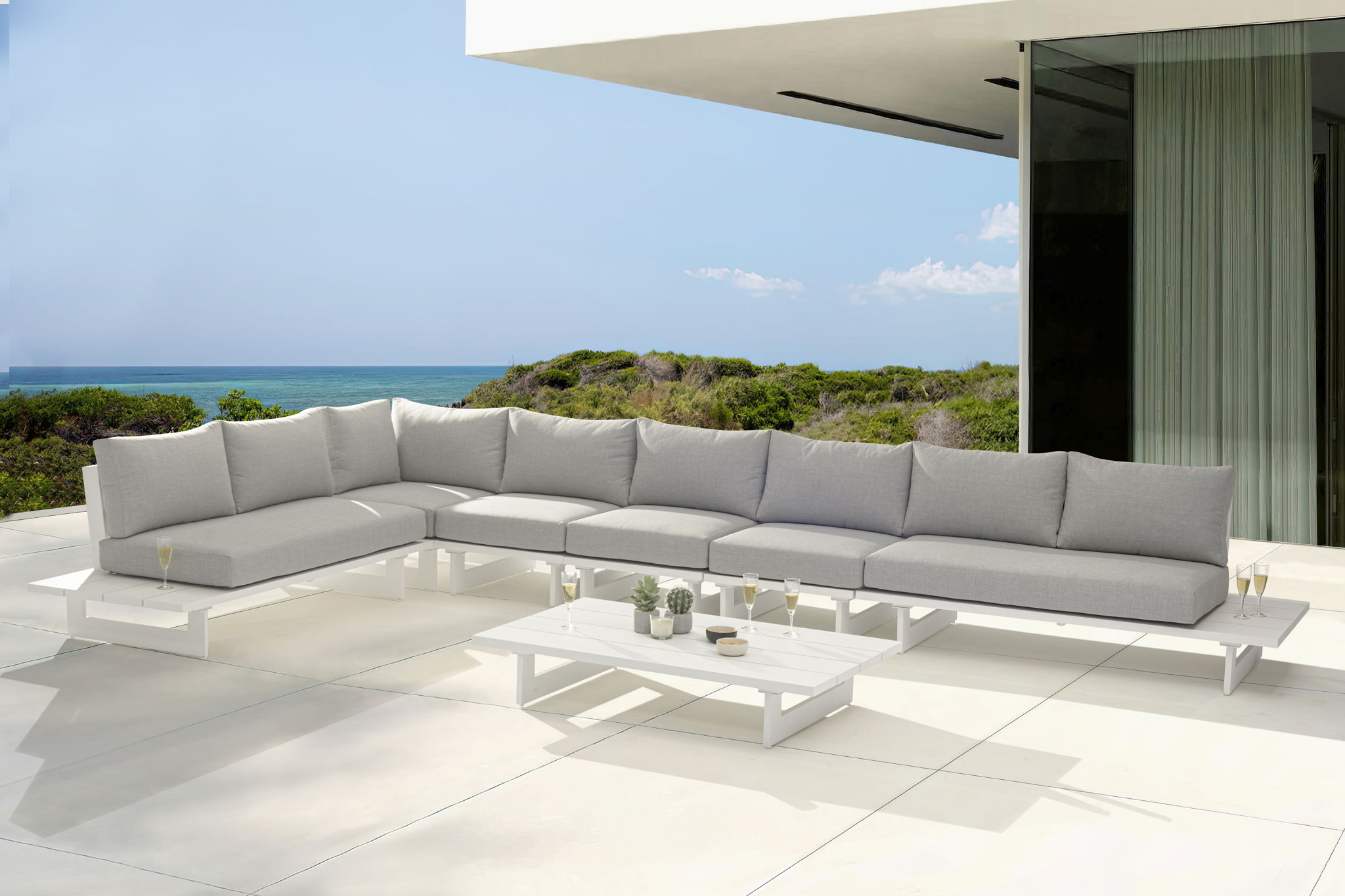 Maldives - 6 Piece Water Resistant Outdoor Patio Modular Sectional With White Base - Urban Living Furniture (Los Angeles, CA)