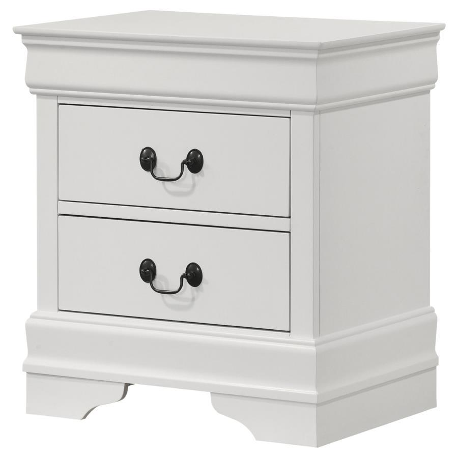 Louis Philippe - 2-Drawer Nightstand Bedside Table - White - Urban Living Furniture (Los Angeles, CA)