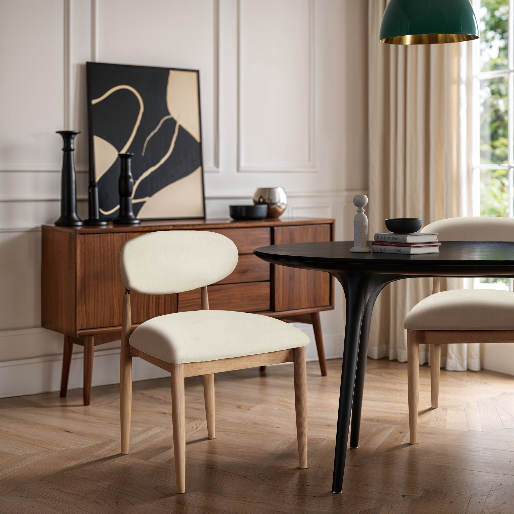 Riccio - Faux Leather Dining Side Chair (Set of 2) - Natural Frame - Urban Living Furniture (Los Angeles, CA)