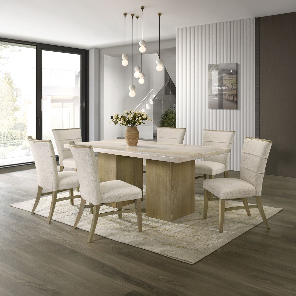 Olinda - Dining Table With Natrual Marble Top - Natrual - Urban Living Furniture (Los Angeles, CA)