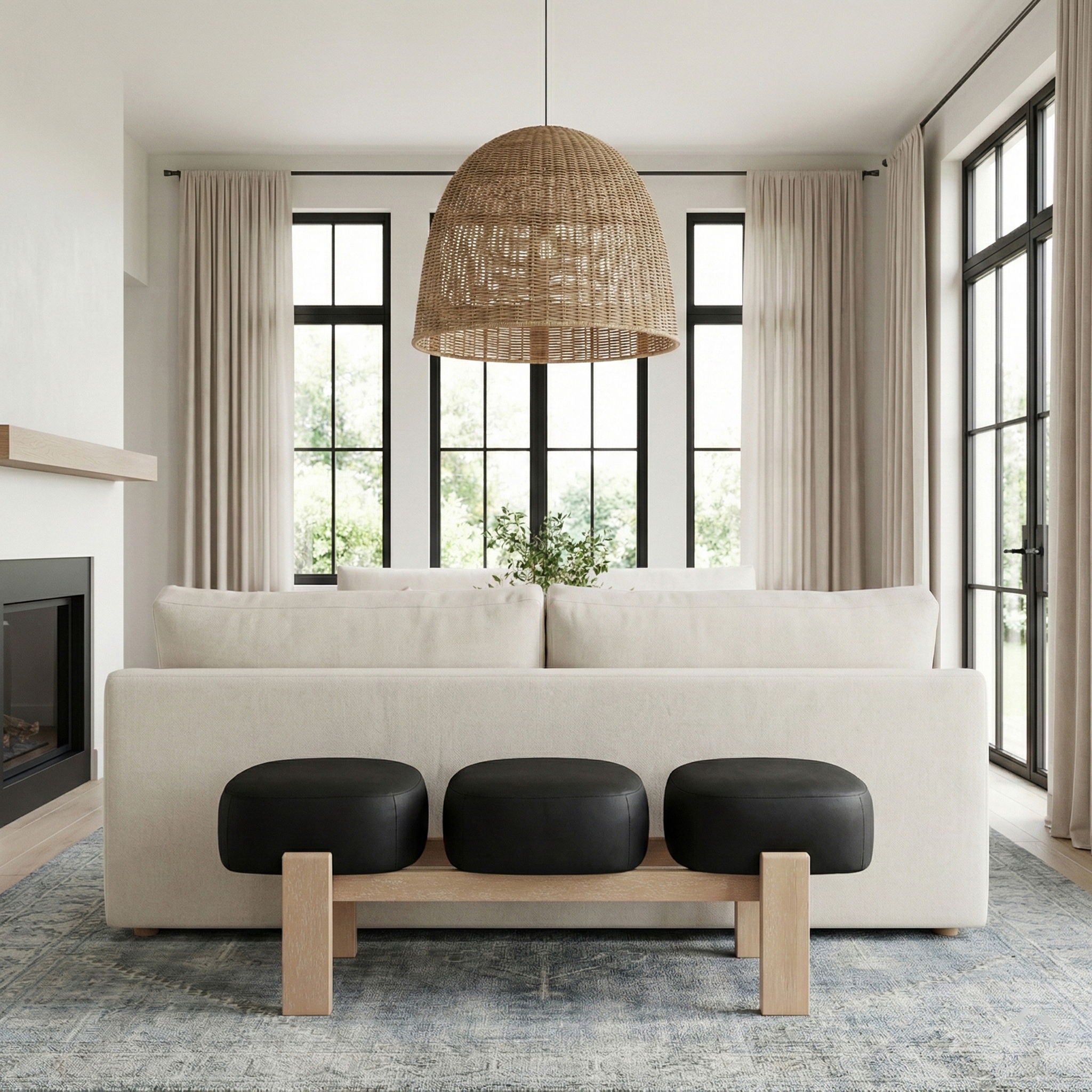 Woodcrest - Vegan Leather Upholstered Bench - Painted Natural Base - Urban Living Furniture (Los Angeles, CA)