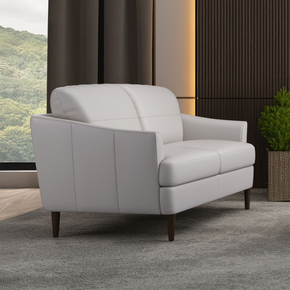 Helena - Loveseat - Pearl Gray Leather