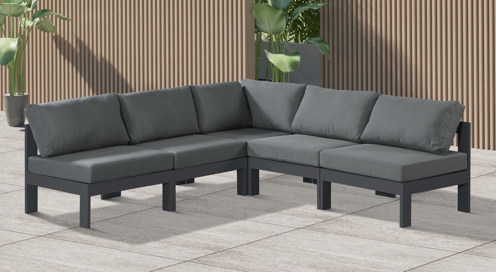 Nizuc - Outdoor Patio 5 Piece Modular Sectional With Gray Frame - Urban Living Furniture (Los Angeles, CA)