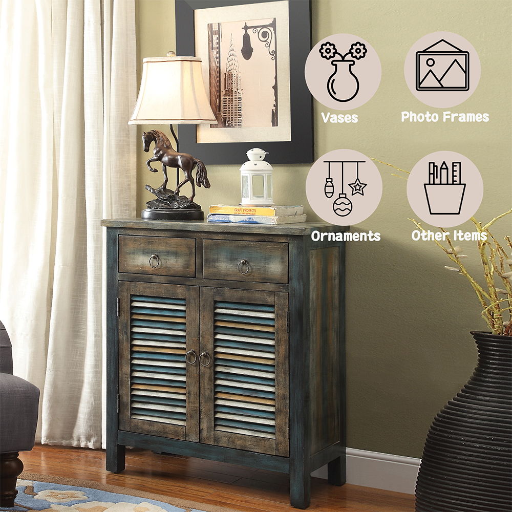 Glancio - Console Cabinet - Antique Oak & Teal - Urban Living Furniture (Los Angeles, CA)