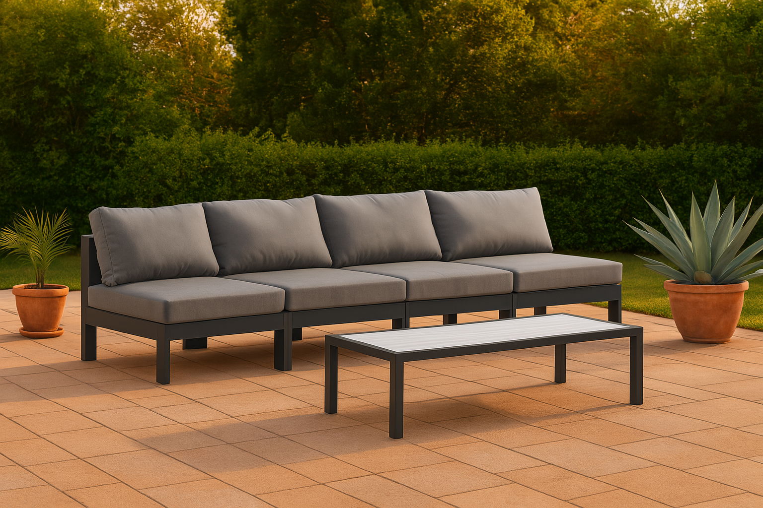 Nizuc - Outdoor Patio 4 Seat Armless Modular Sofa With Gray Frame - Urban Living Furniture (Los Angeles, CA)