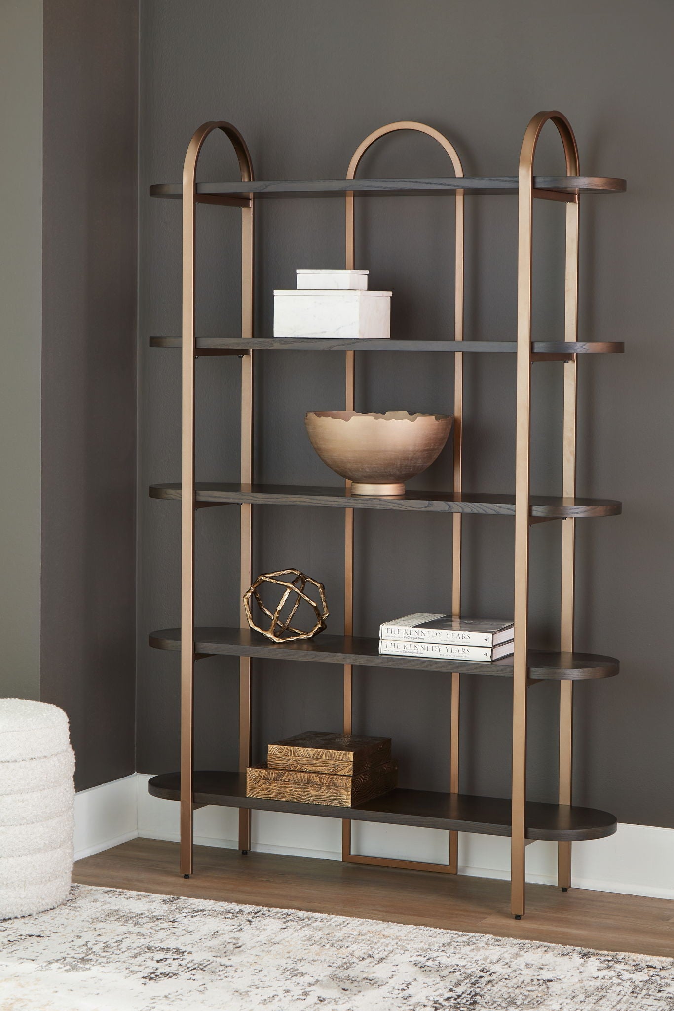 Brentmour - Brown / Gold Finish - Bookcase - Urban Living Furniture (Los Angeles, CA)