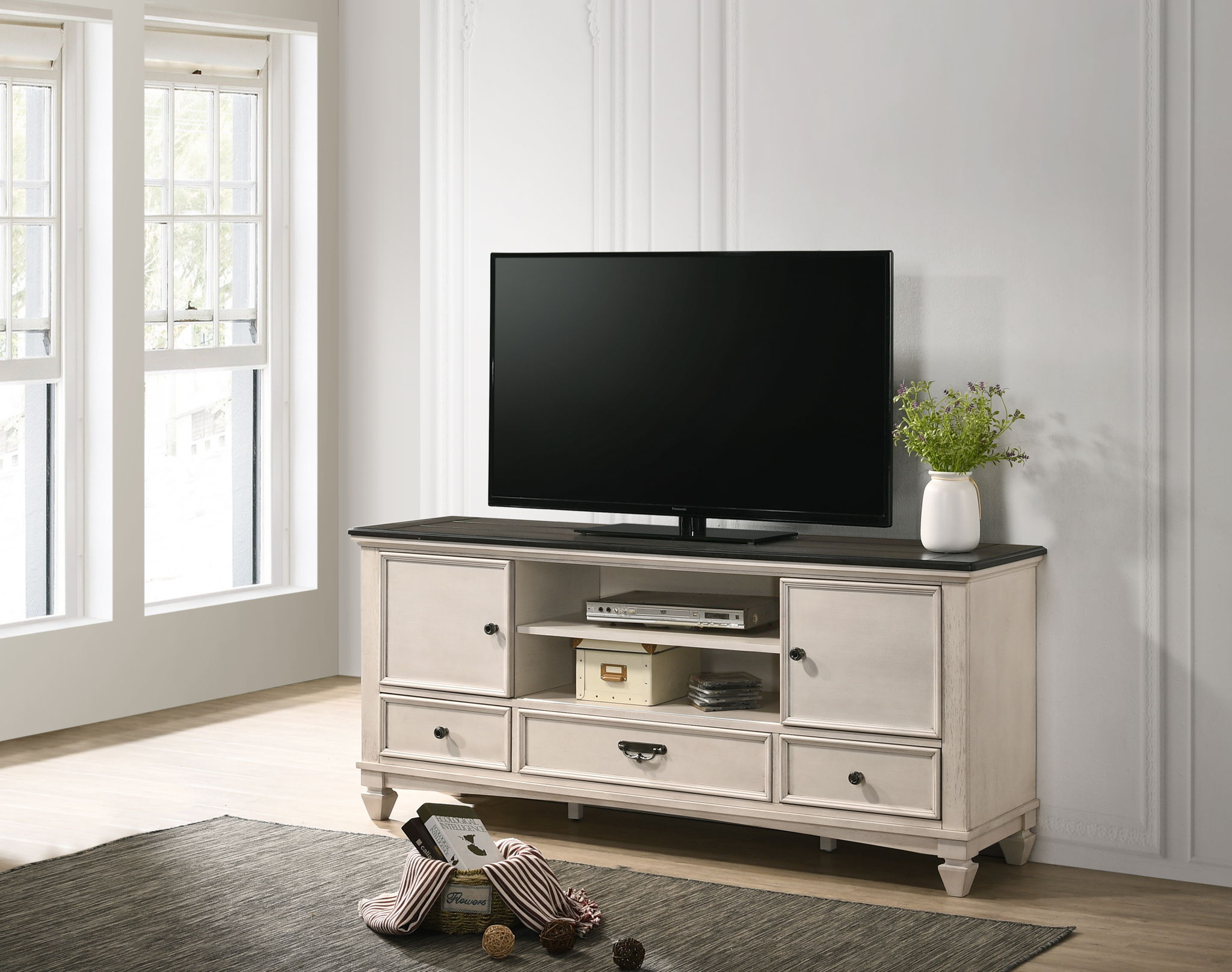 Sawyer - TV Stand - Antique White - Urban Living Furniture (Los Angeles, CA)